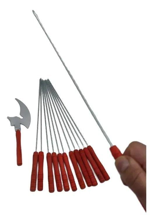 24 Fierritos Anticucho Brocheta Pincho Acero 32 Cm Asado-3