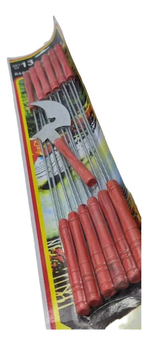 24 Fierritos Anticucho Brocheta Pincho Acero 32 Cm Asado-5