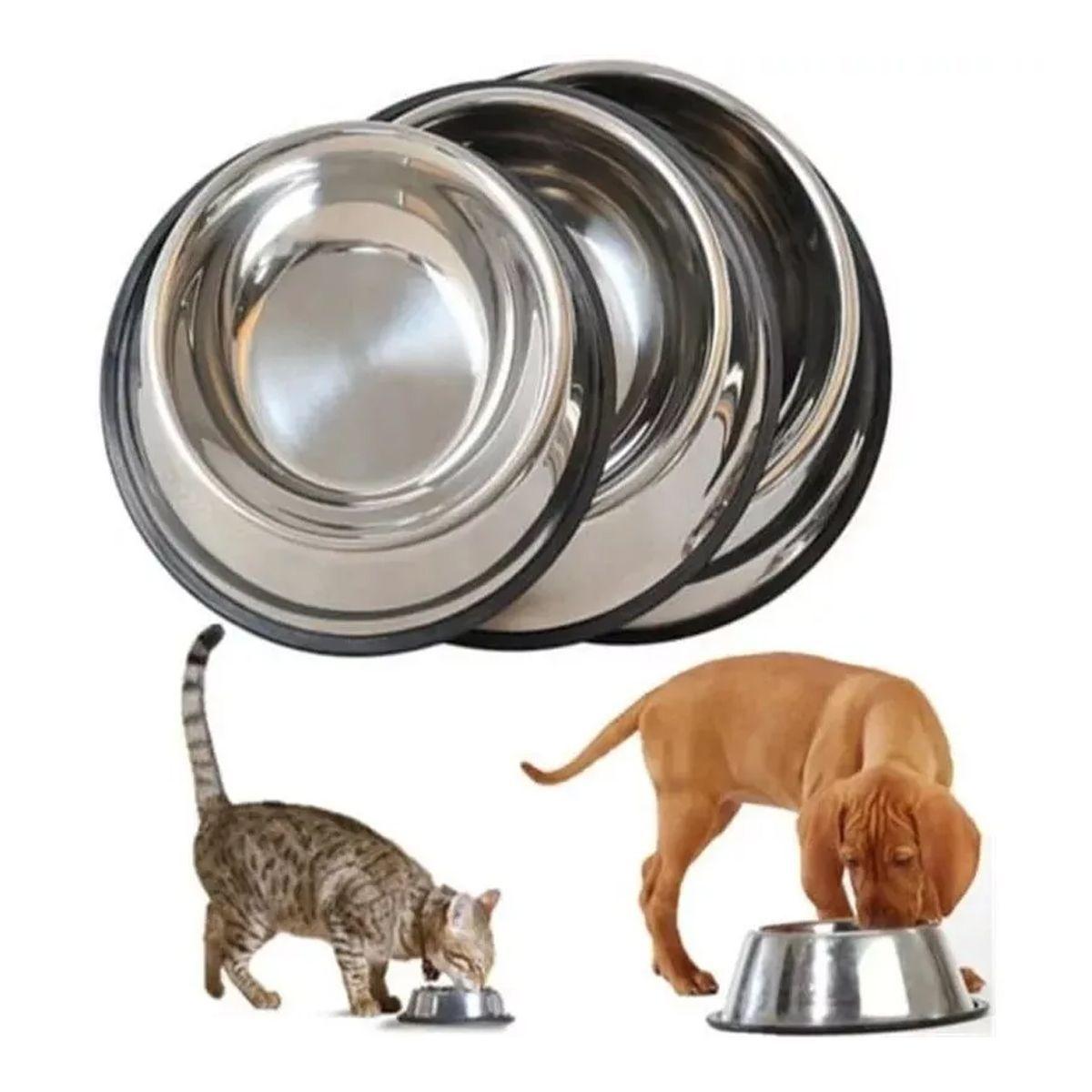 Plato Tazón Comida Agua Acero Inox Mascota Perro Gato 20 Cm-3