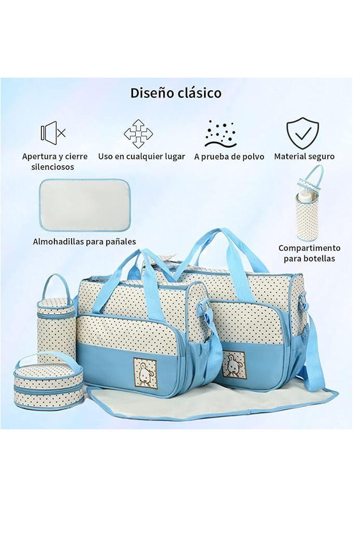 Pañalera Bolso Materno Práctico Moda Bebe Portátil Celeste-2