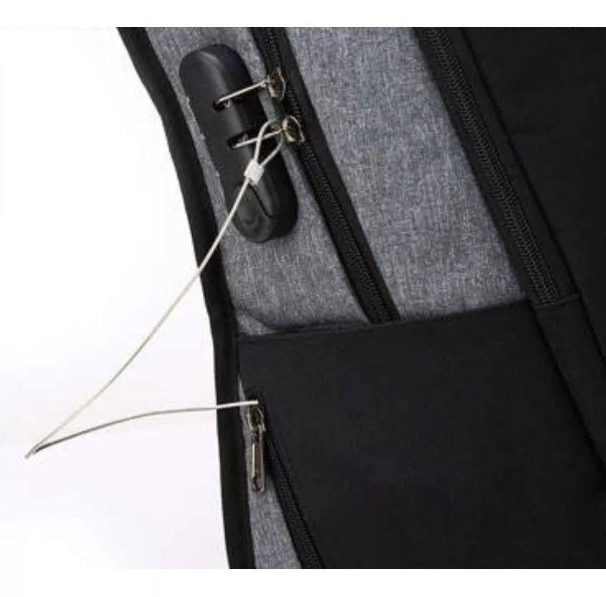 Mochila Ejecutiva Usb Porta Notebook Y Candado gris -2