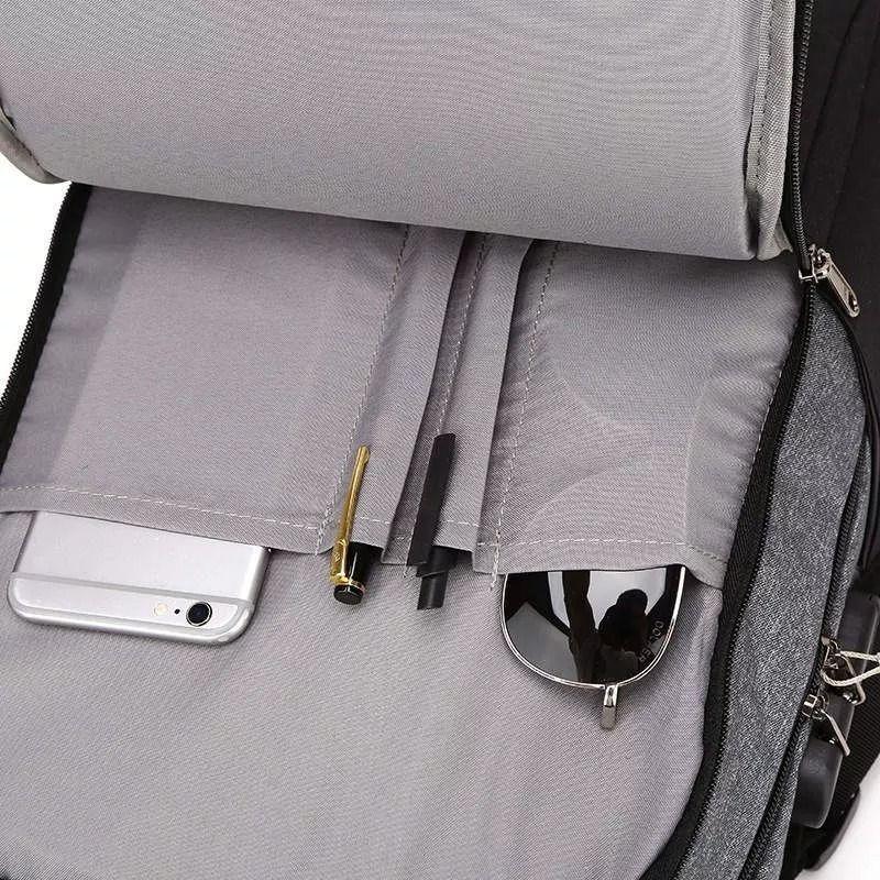 Mochila Ejecutiva Usb Porta Notebook Y Candado gris -7