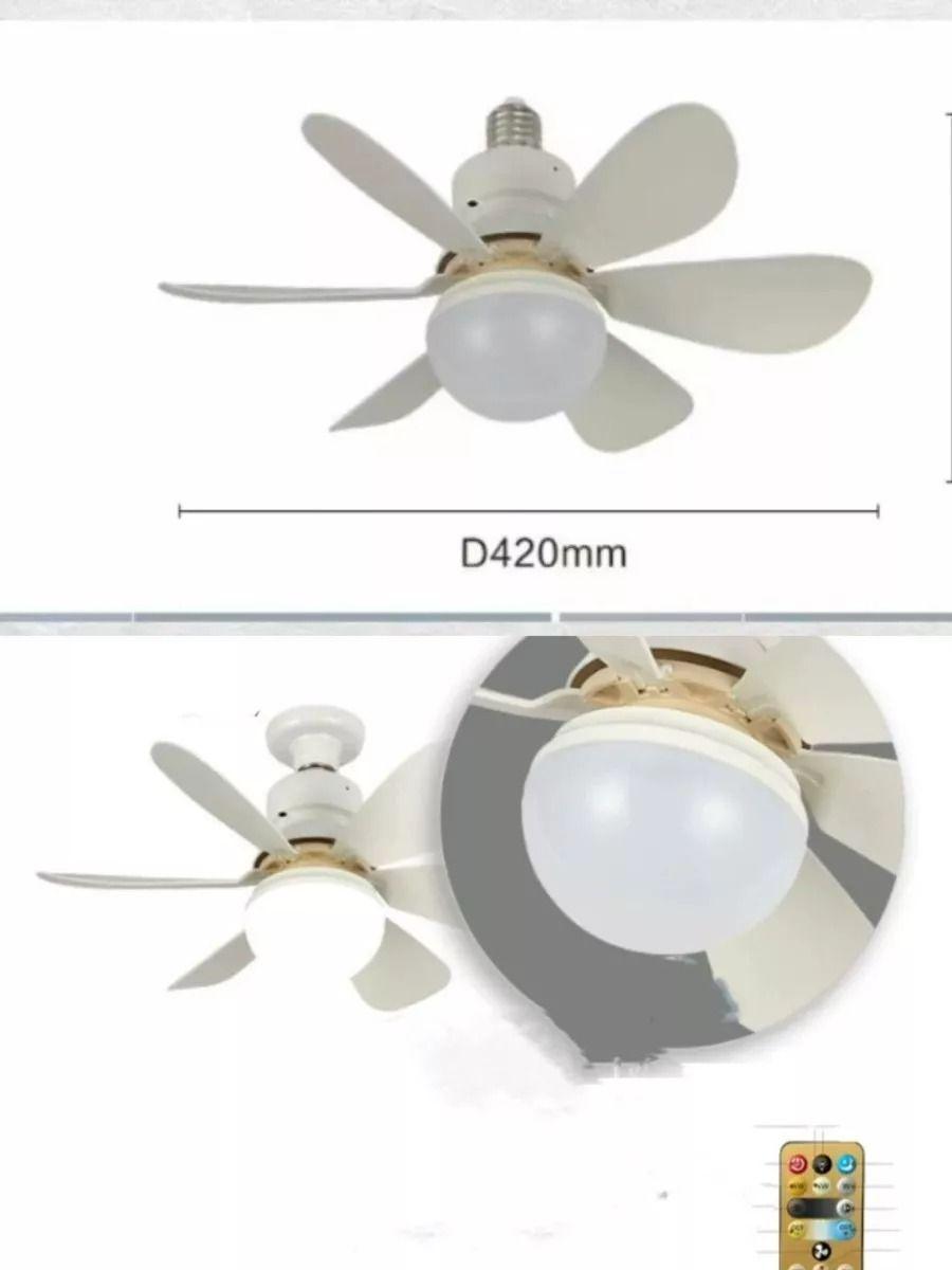 Ventilador Y Lámpara Control Remoto De 6 Aspas -3