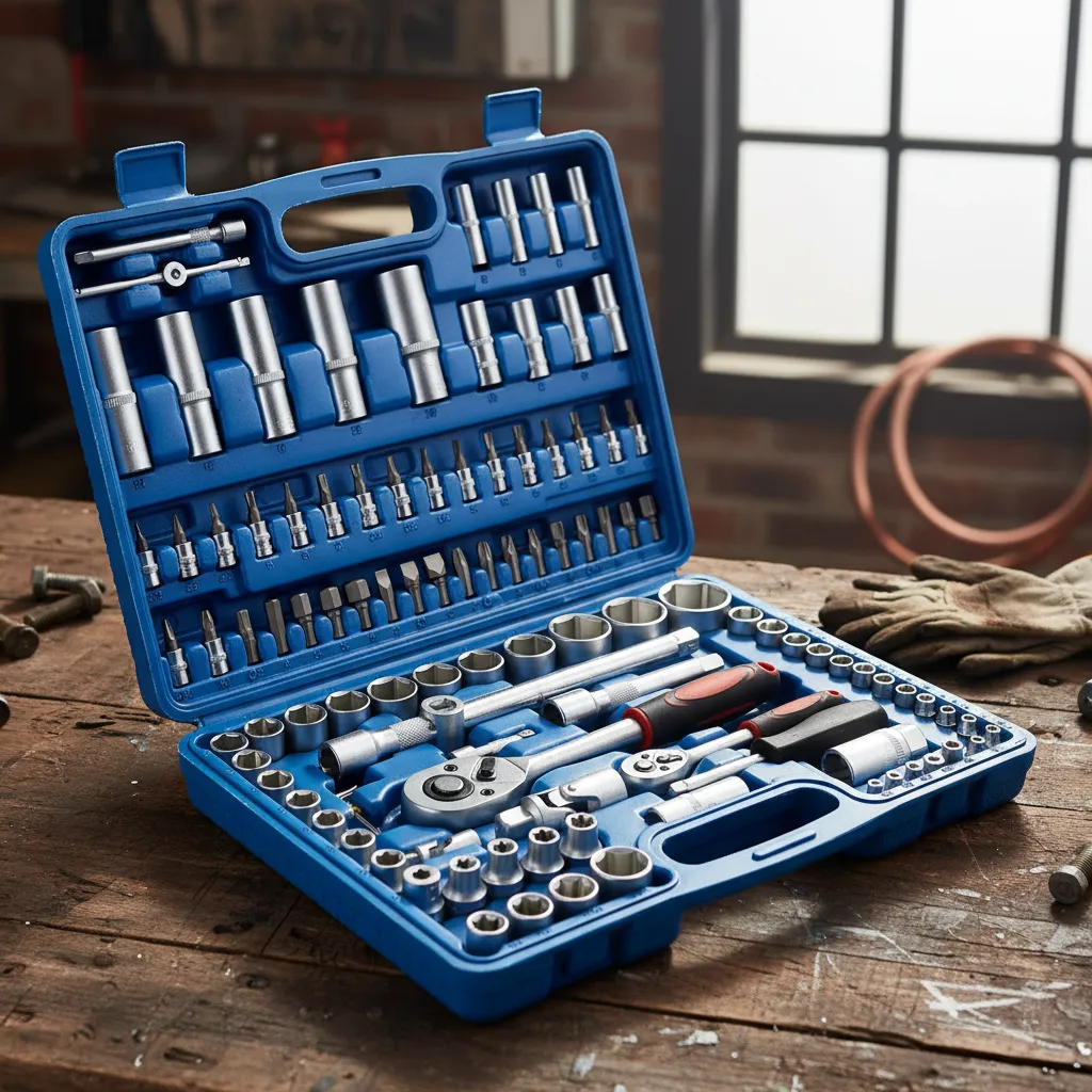 Juego De Herramientas Autocle 108 Pz Con Estuche Dados Azul-3