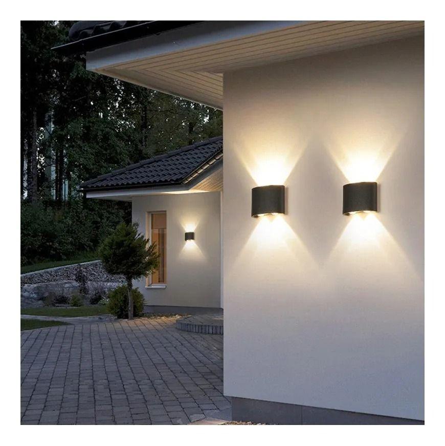 Pack X2 Lampara Led Focos Exterior Pared 4w Luz Cálida 3500k-0