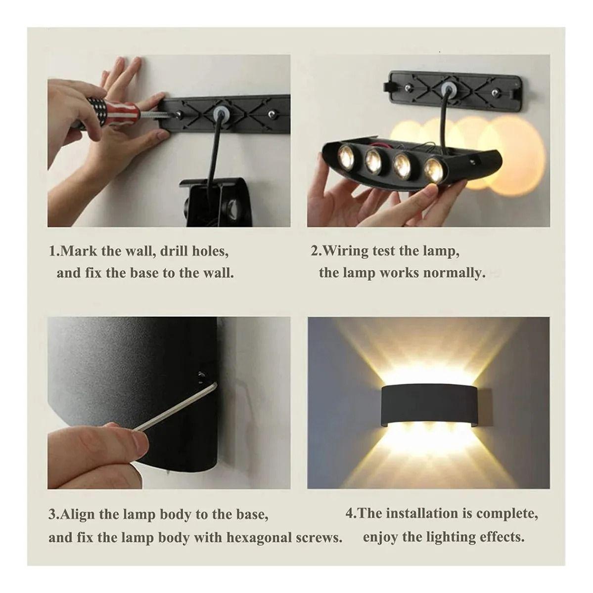 Pack X2 Lampara Led Focos Exterior Pared 4w Luz Cálida 3500k-5