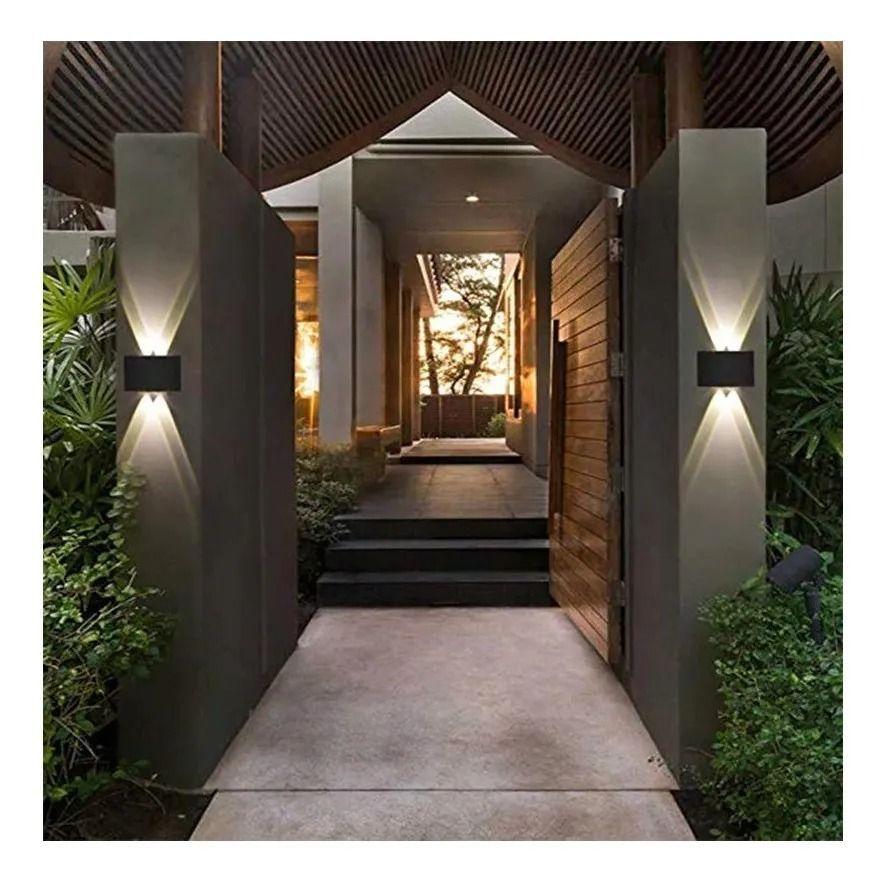 Pack X2 Lampara Led Focos Exterior Pared 4w Luz Cálida 3500k-6
