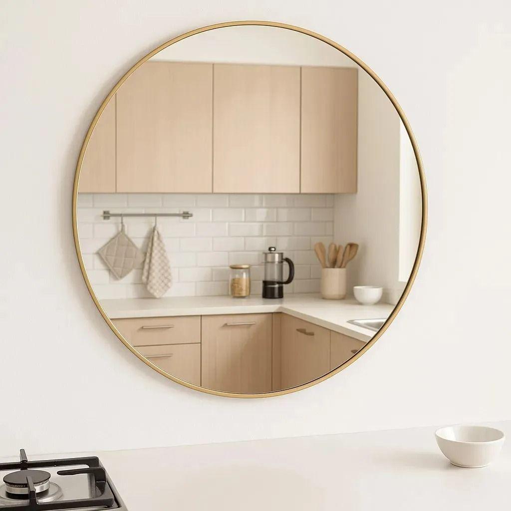 Espejo Redondo Metálico Dorado 100 X 100-2