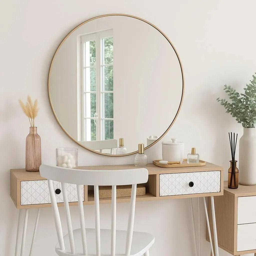 Espejo Redondo Metálico Dorado 100 X 100-3