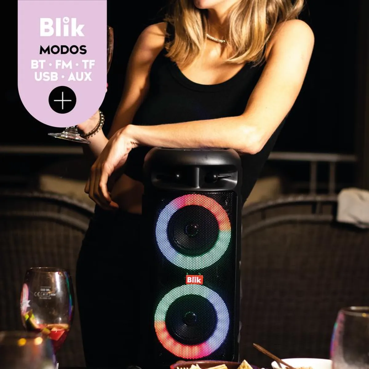 Parlante Bt Karaoke Blik Upsound 3 Cmicrof-5
