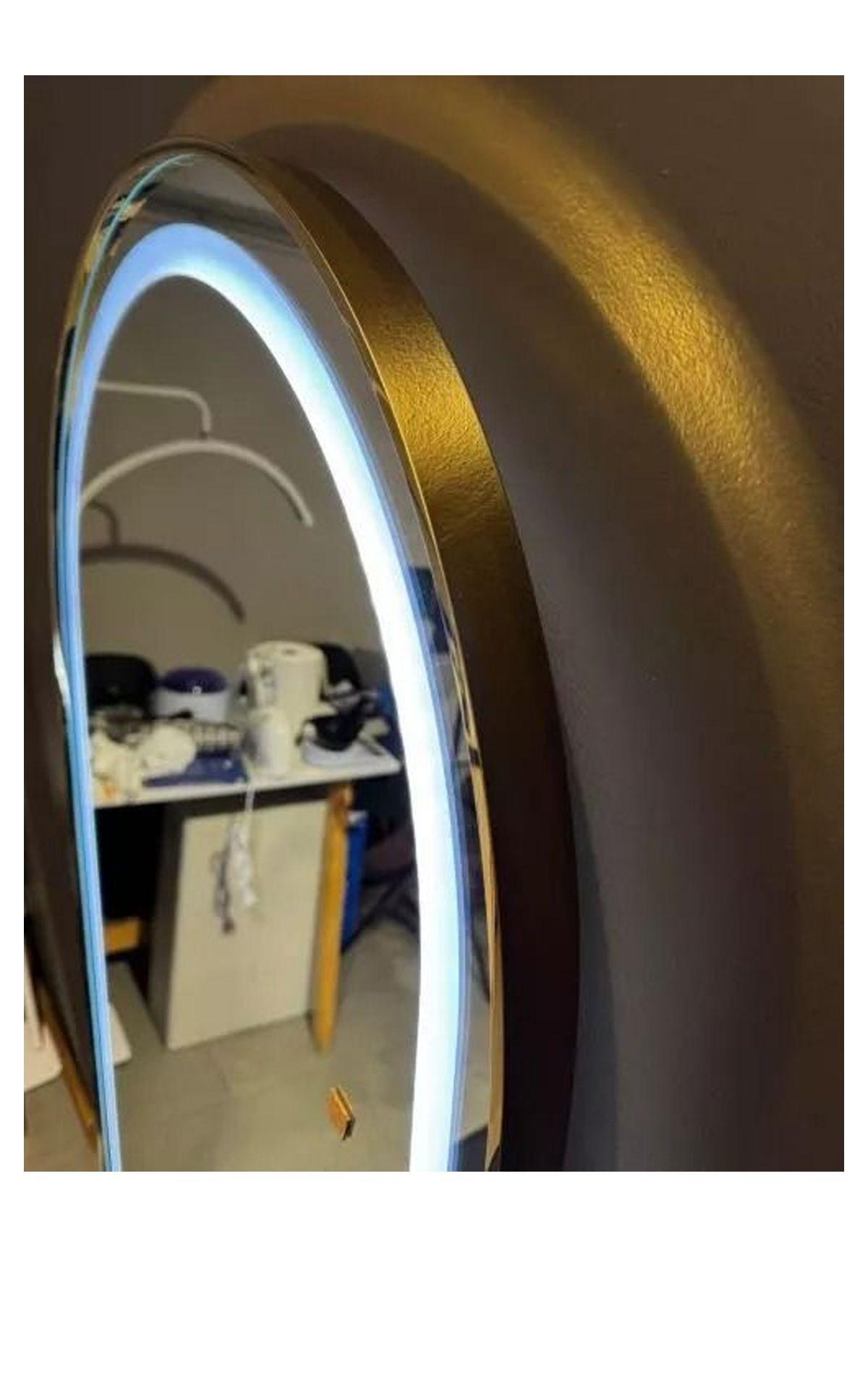 Espejo Con Luz Pedestal Marco Dorado Touch 1,60x50cm-2