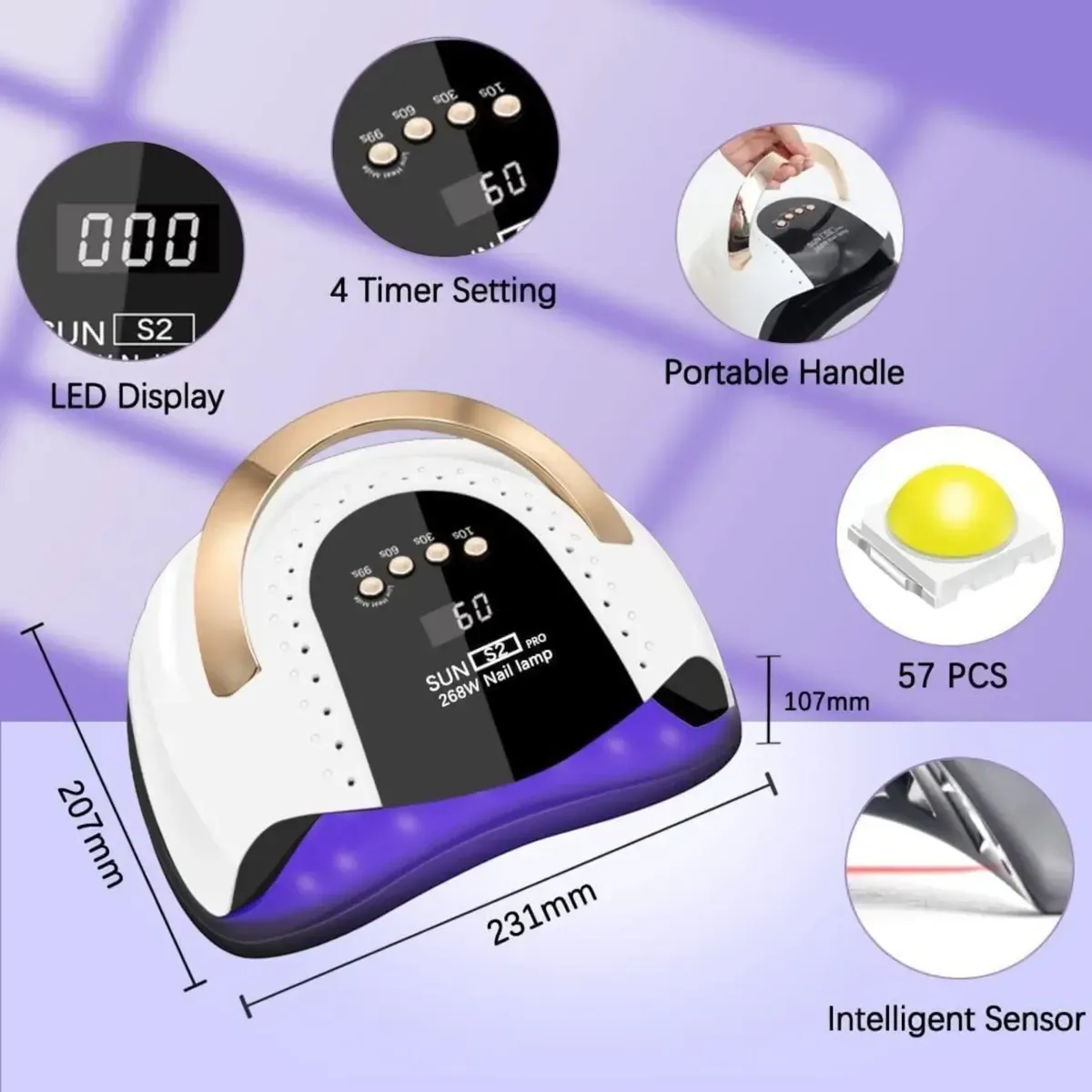 Lampara Para Unas Secadora Sun S2 Profesional 268w Cabina Uv-6
