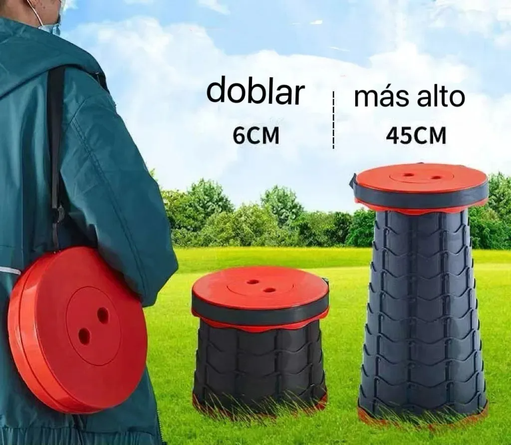 Taburete Plegable Telescópico Portátil. Altura Ajustable-3