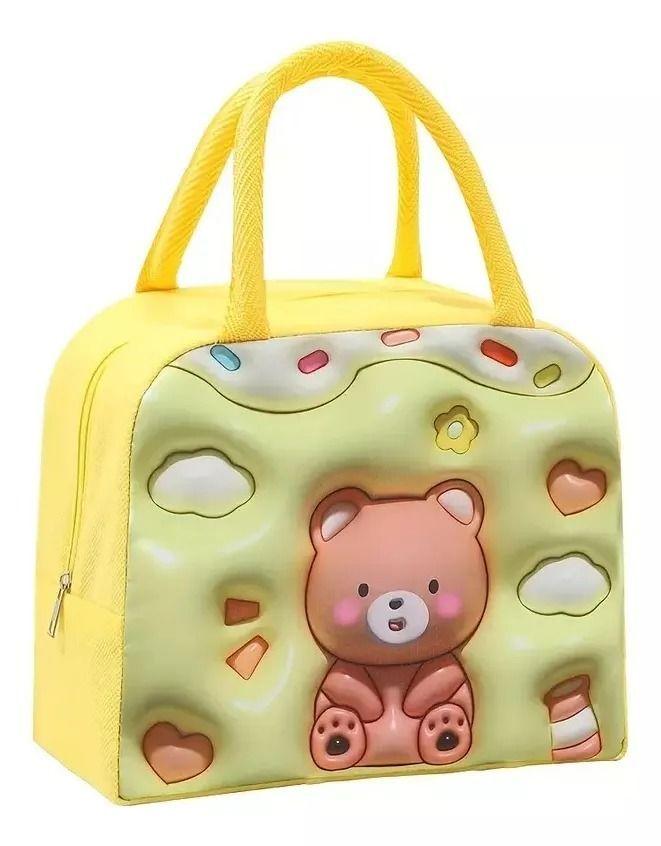 2 Bolso Termico Tipo Lonchera. Efecto 3d Amarillo.-1