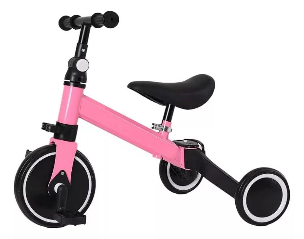 Bicicleta De Equilibrio Y Triciclo 3 En 1 Plegable Rosa-0