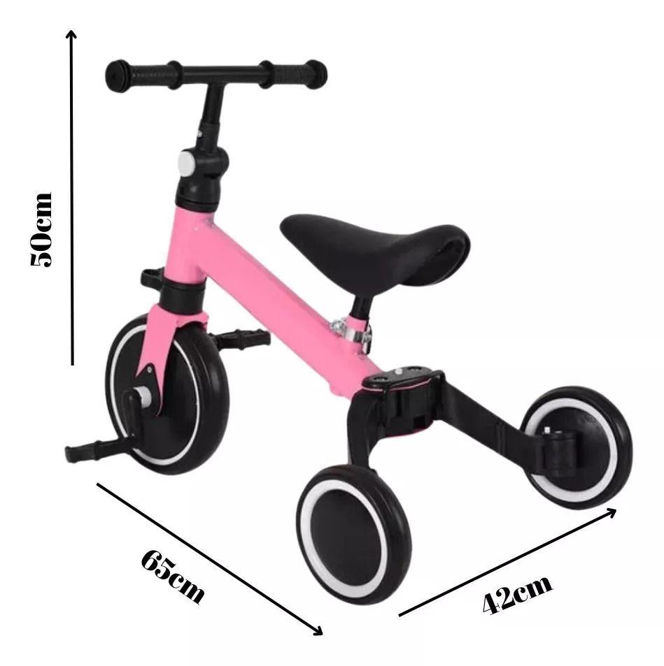 Bicicleta De Equilibrio Y Triciclo 3 En 1 Plegable Rosa-2