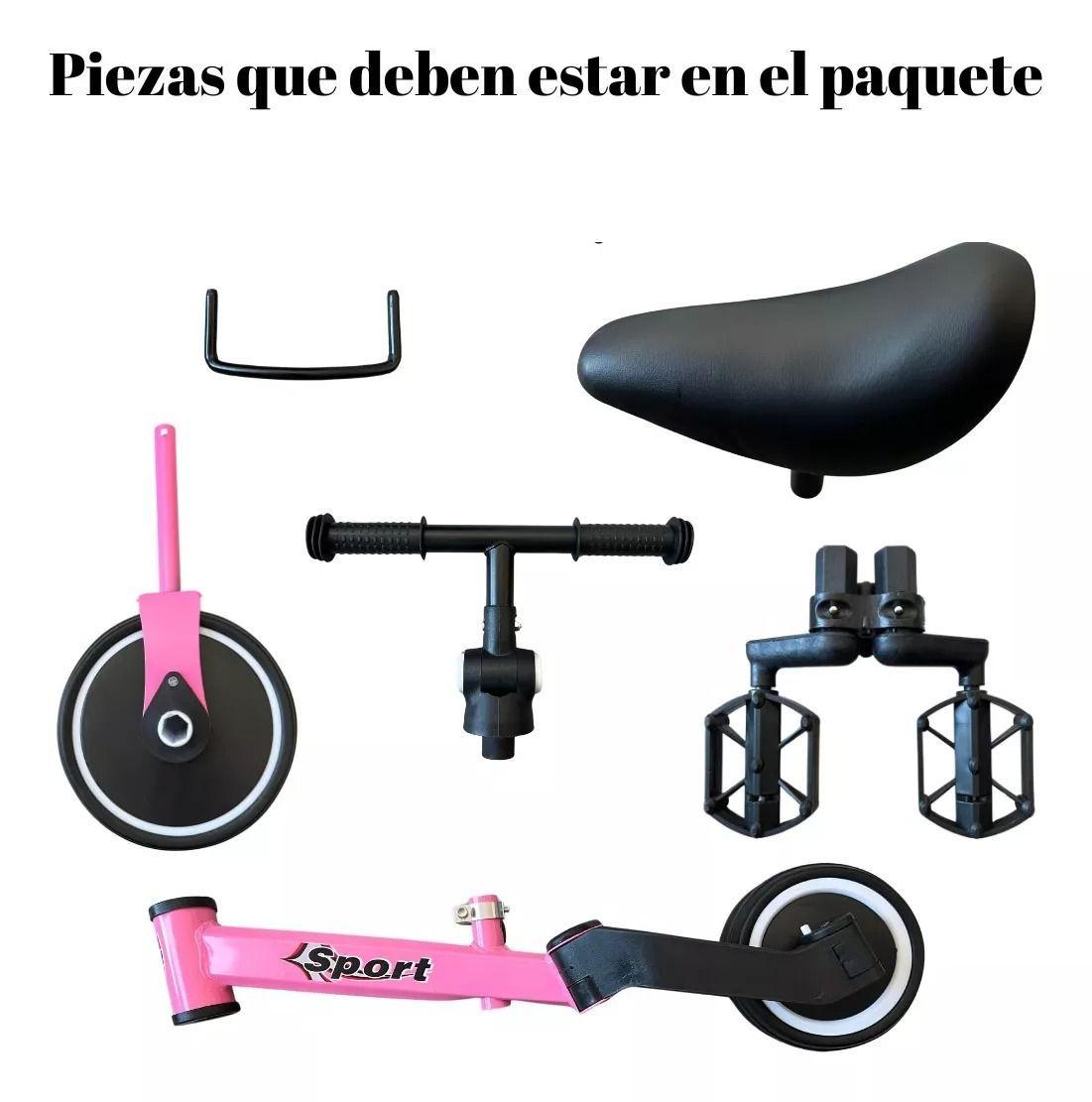 Bicicleta De Equilibrio Y Triciclo 3 En 1 Plegable Rosa-3
