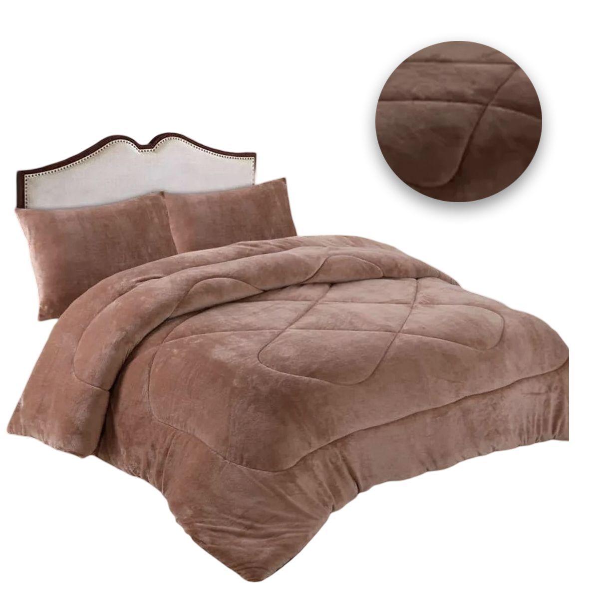 Cobertor Plaza Y Media De Invierno Con Chiporro Con Polar Marron-0