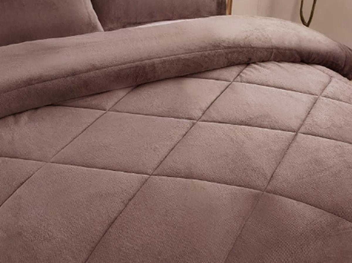 Cobertor Plaza Y Media De Invierno Con Chiporro Con Polar Marron-1