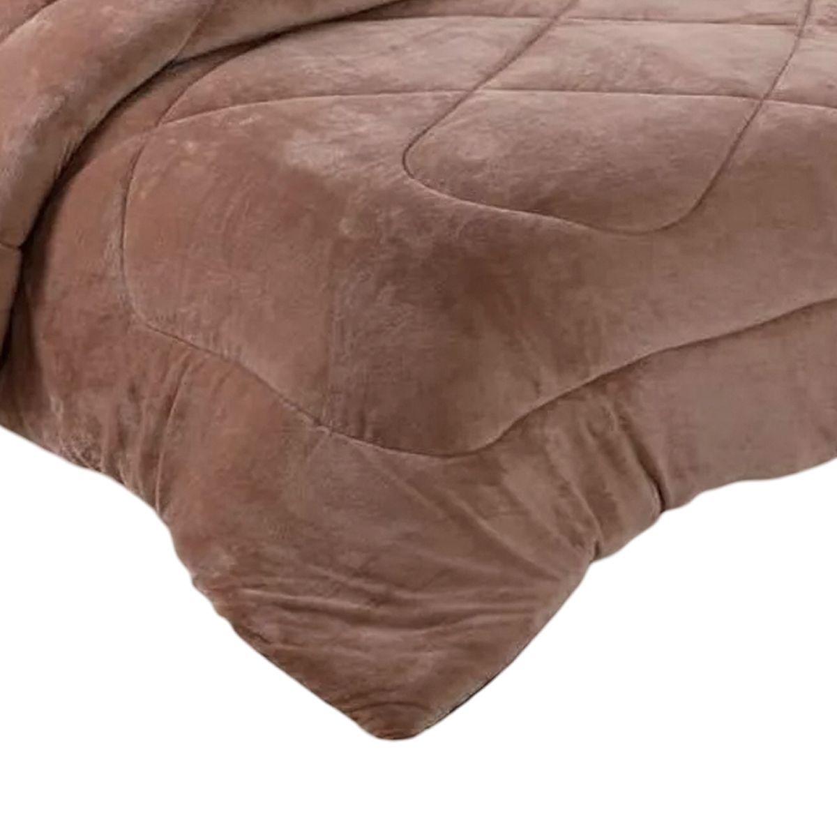Cobertor Plaza Y Media De Invierno Con Chiporro Con Polar Marron-3