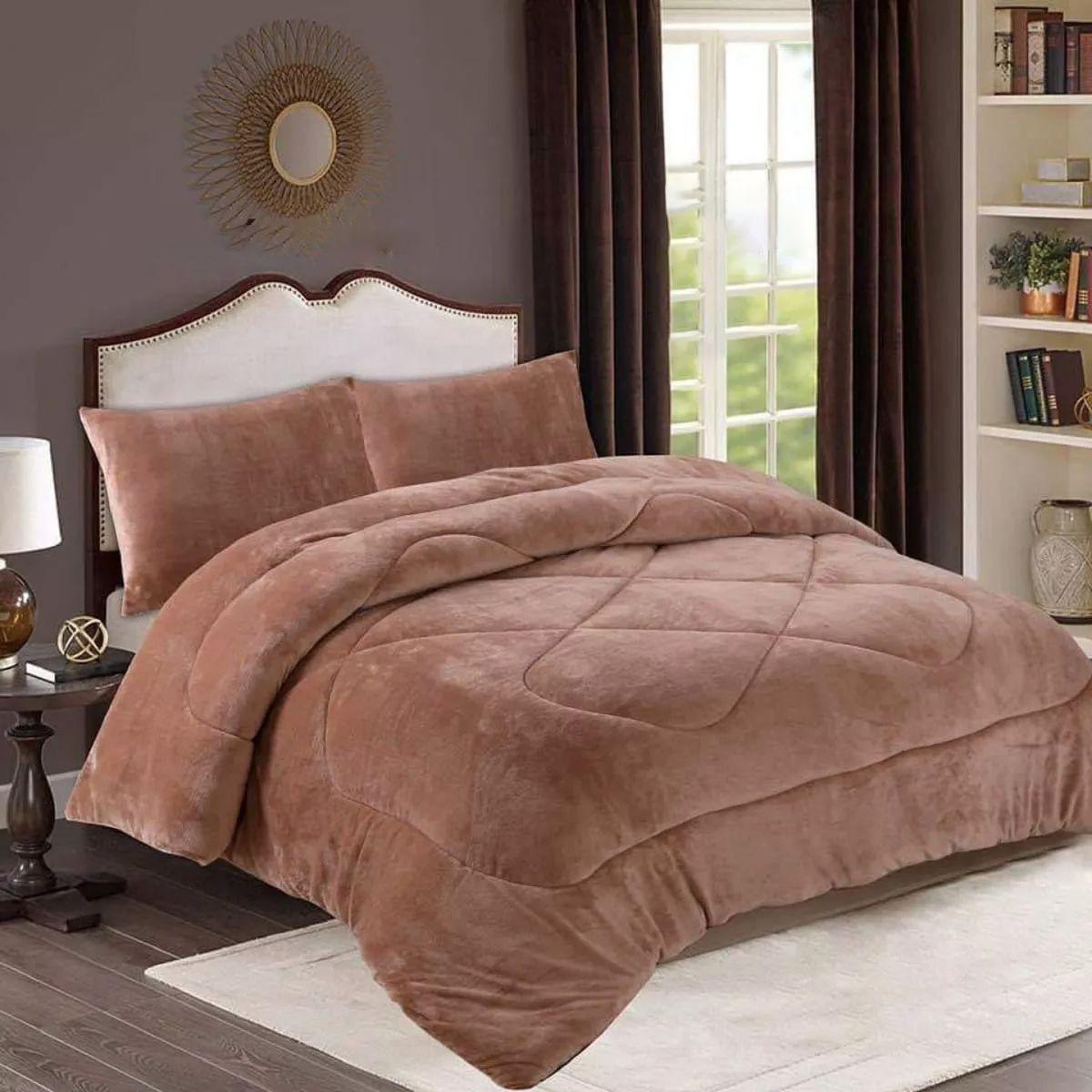 Cobertor Plaza Y Media De Invierno Con Chiporro Con Polar Marron-4