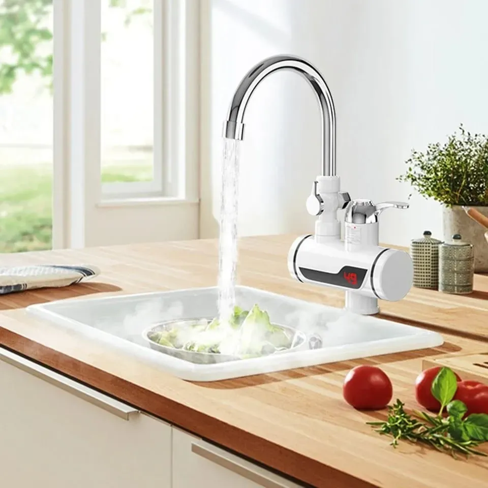 Grifo Llave Calentador De Agua El ctrico Lavaplatos Gris hogar cocina -2