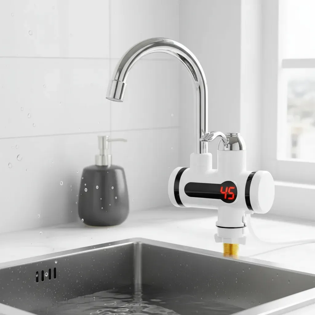 Grifo Llave Calentador De Agua El ctrico Lavaplatos Gris hogar cocina -5