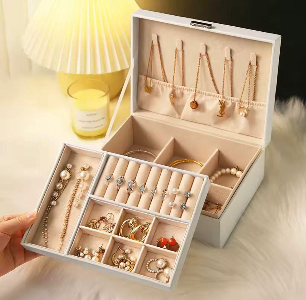 Maletín Organizador De Joyas Elegante Con Cerradura Y Doble-2
