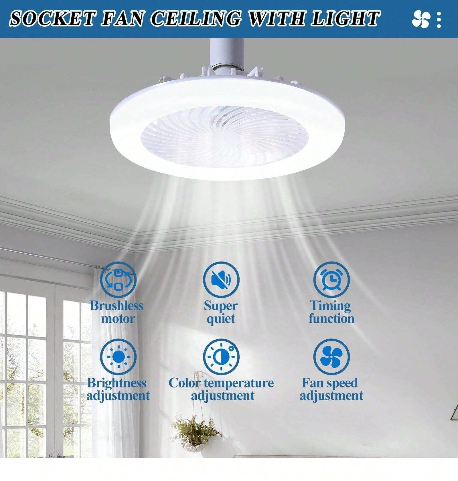 Ventilador Ampolleta Para Soquete E27 De Techo Luz Blanco-3