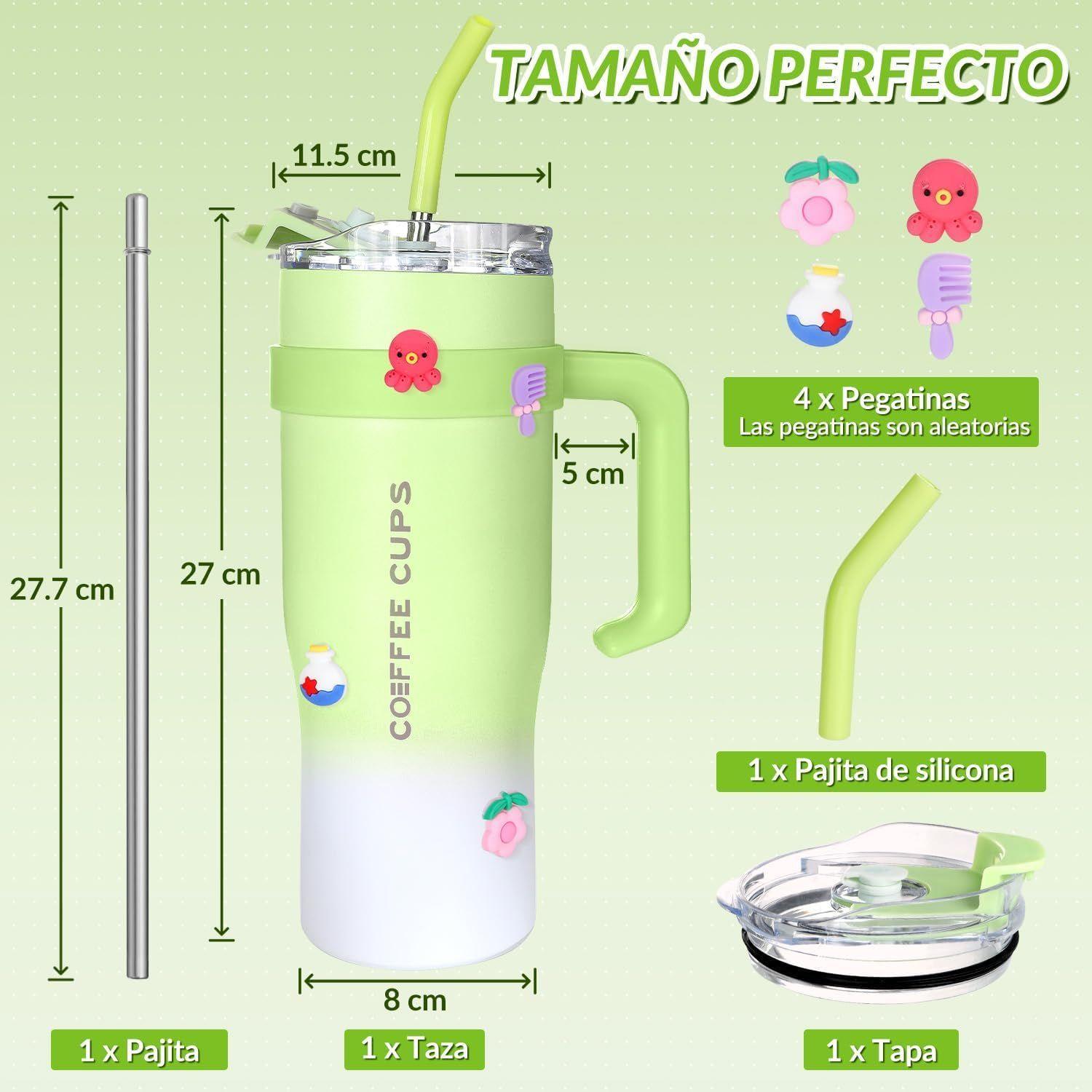 Vaso Térmico Mug De Acero Inoxidable 1.2 L Con Frio Y Calor Verde-4