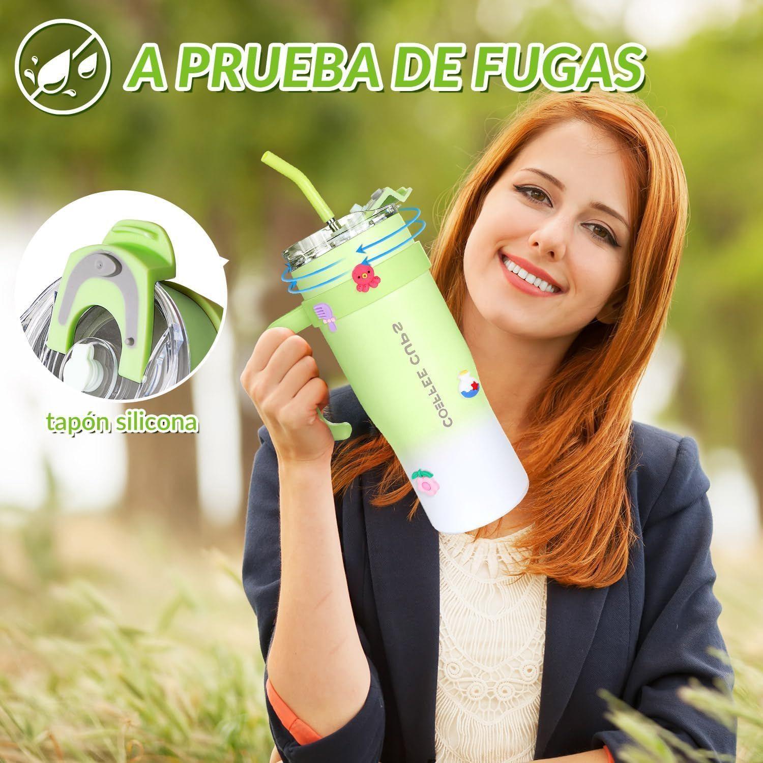 Vaso Térmico Mug De Acero Inoxidable 1.2 L Con Frio Y Calor Verde-6