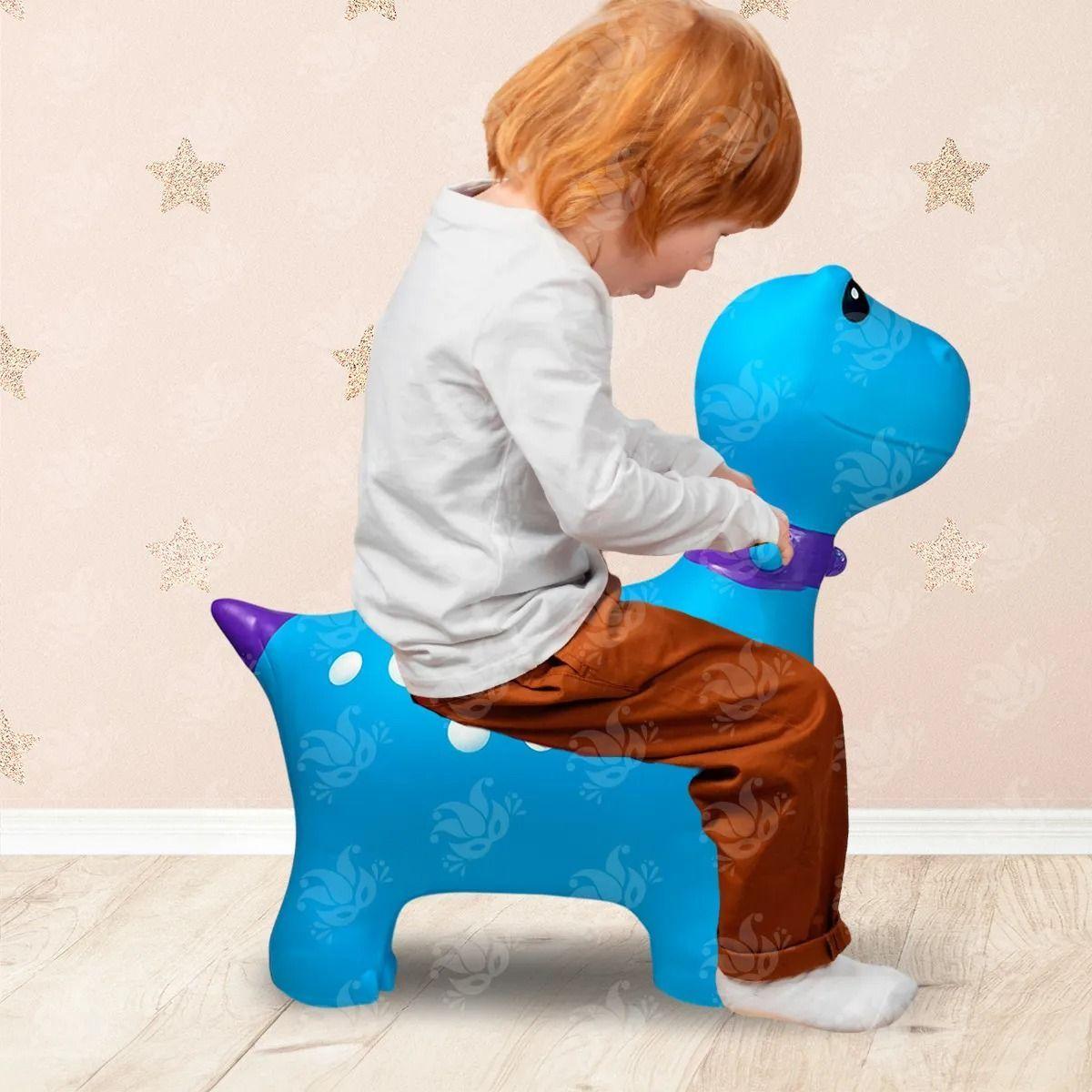 Montable Dinosaurio Inflable Juguete Azul Brinca Saltarin-2