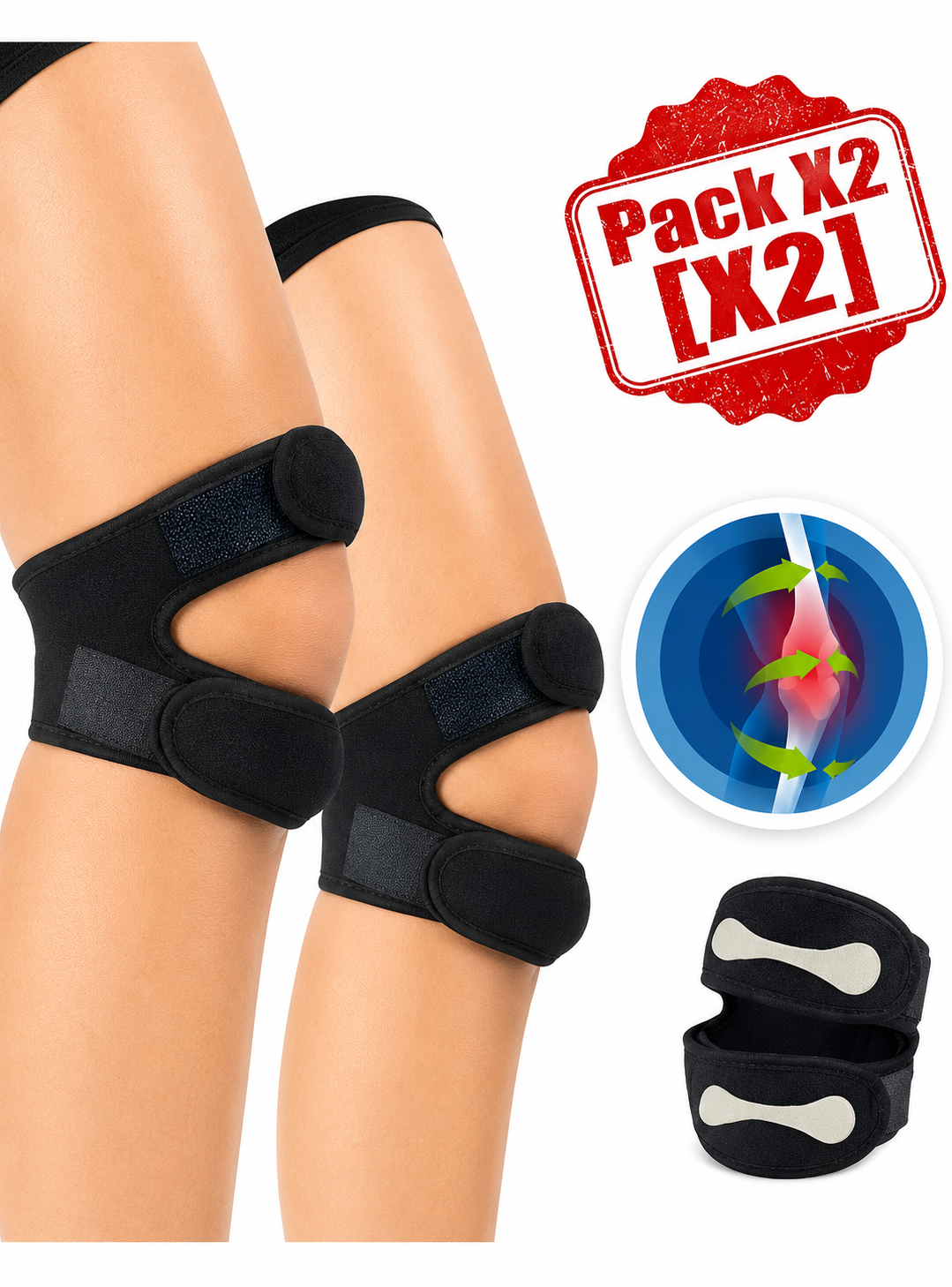 Pack X2 Rodillera Menisquera Doble Soporte Ortopedica Rotula-2