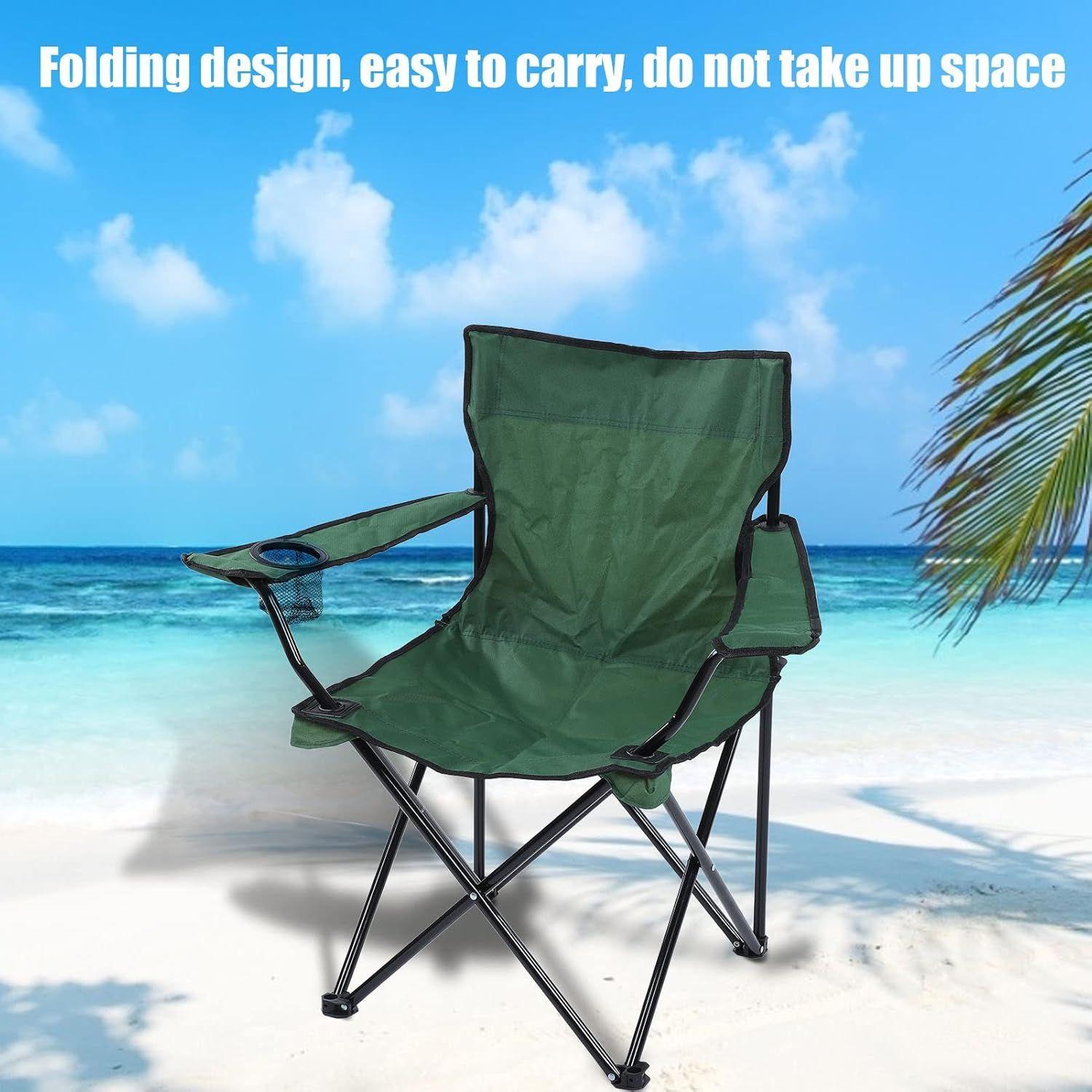 Silla Plegable Portátil Para Camping Playa + Bolsa Verde-4
