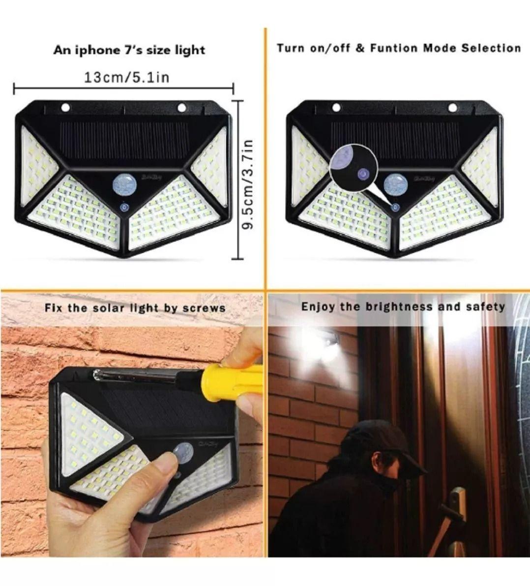 Foco Con Sensor Movimiento Foco Led Solar Exterior 100 Leds-4