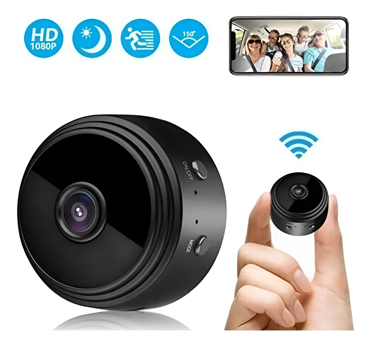 Mini C mara De Seguridad A9 Inal mbrica Wifi 1080p P2p Negro-4