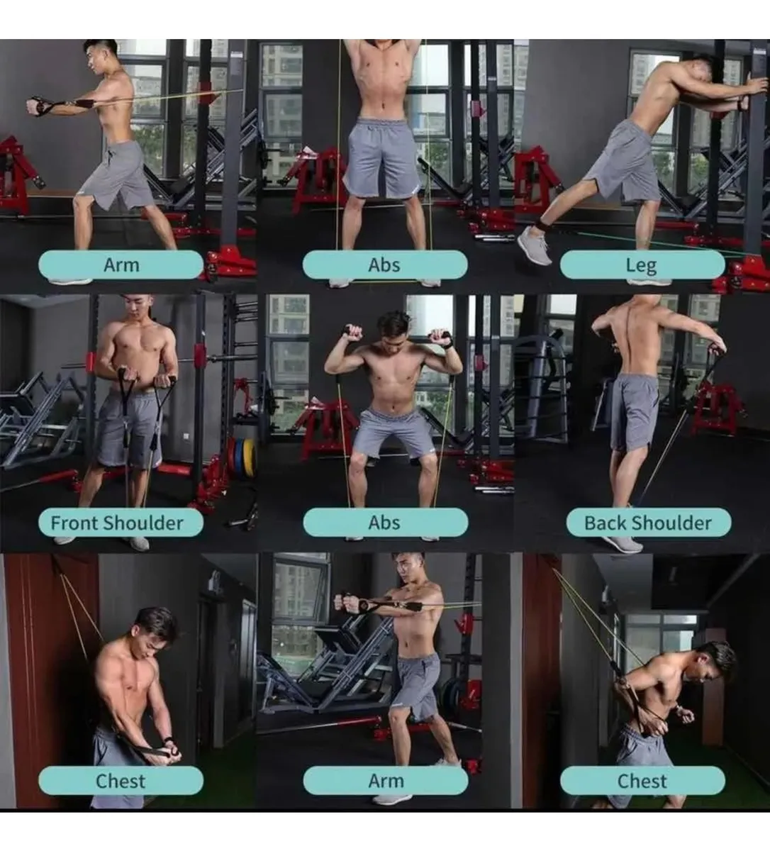 Ligas Para Entrenamiento Fuerza Y Cuerda De Saltar 5 Pzas Colores-2
