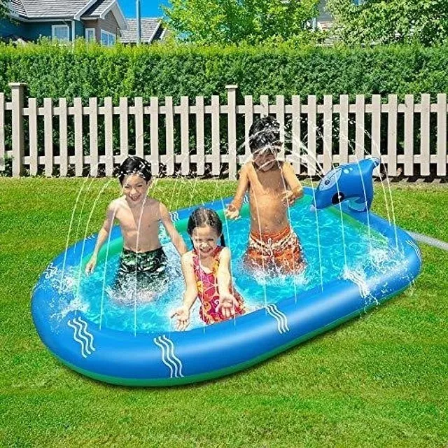 Piscina Inflable 170x110x45cm Dino Delfin Lanza Chorro Agua-4