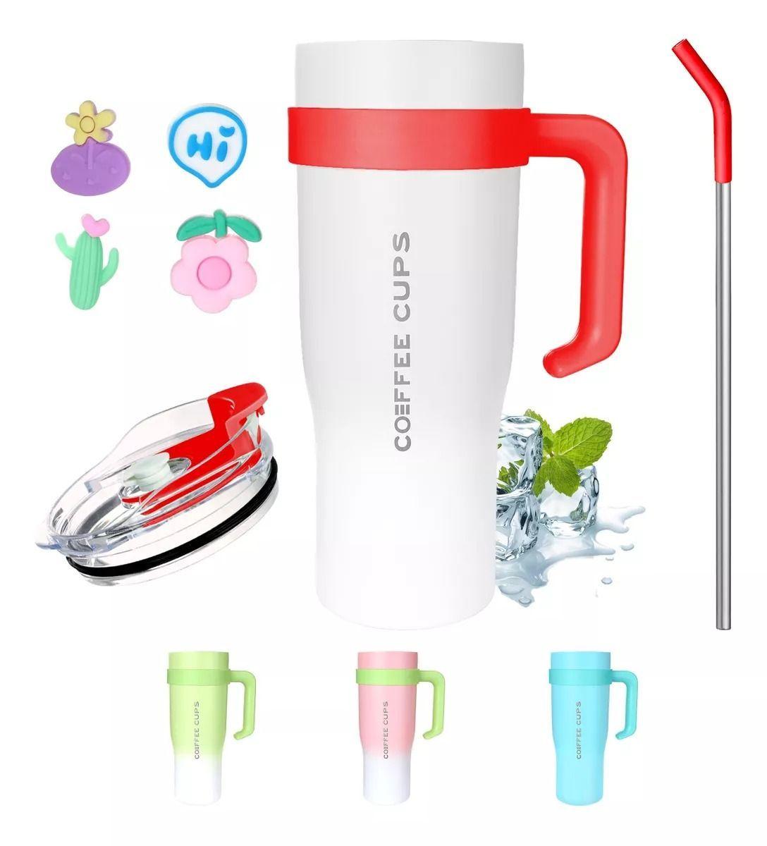 Vaso Térmico Mug De Acero Inoxidable 1.2 L Con Frio Y Calor Blanco-1