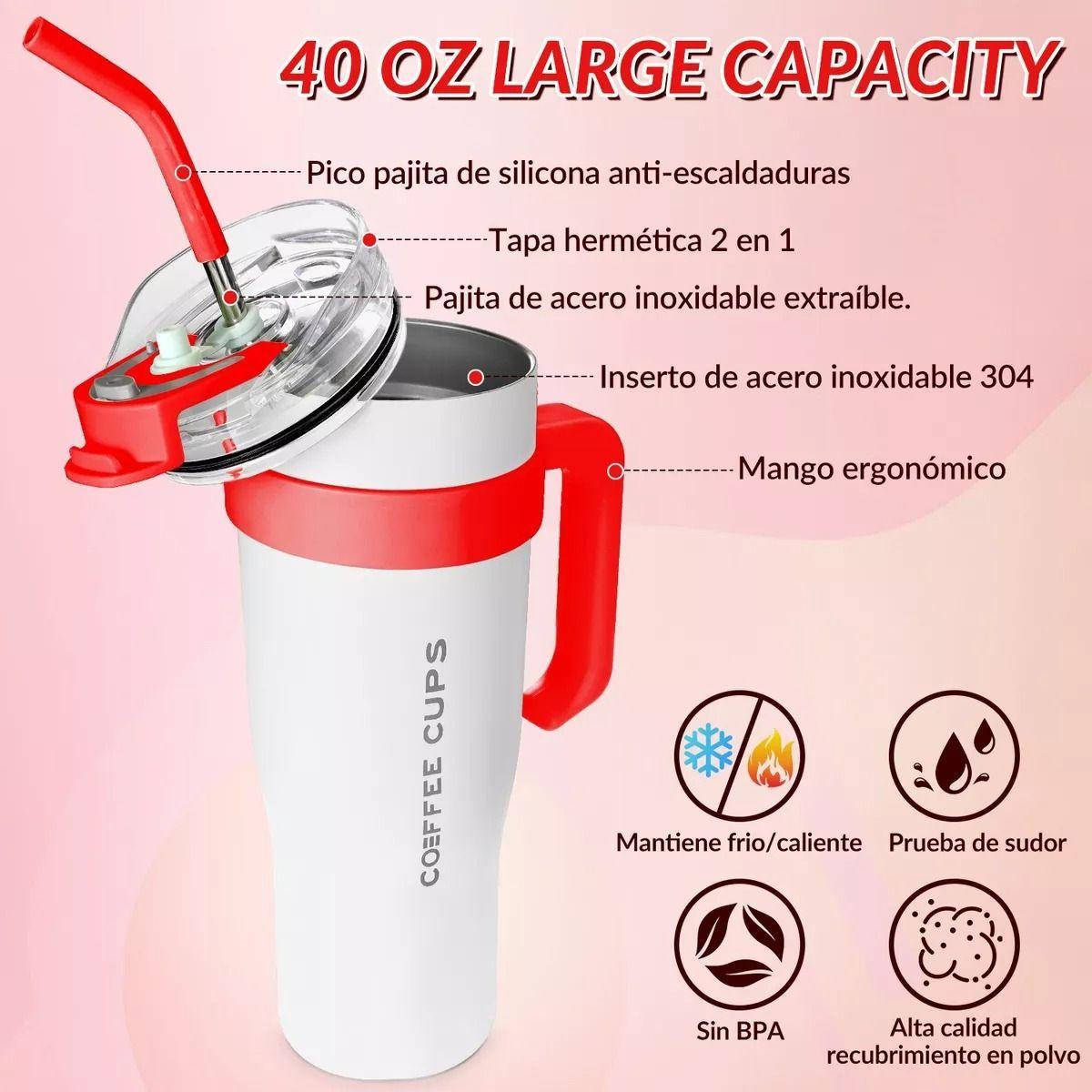 Vaso Térmico Mug De Acero Inoxidable 1.2 L Con Frio Y Calor Blanco-3
