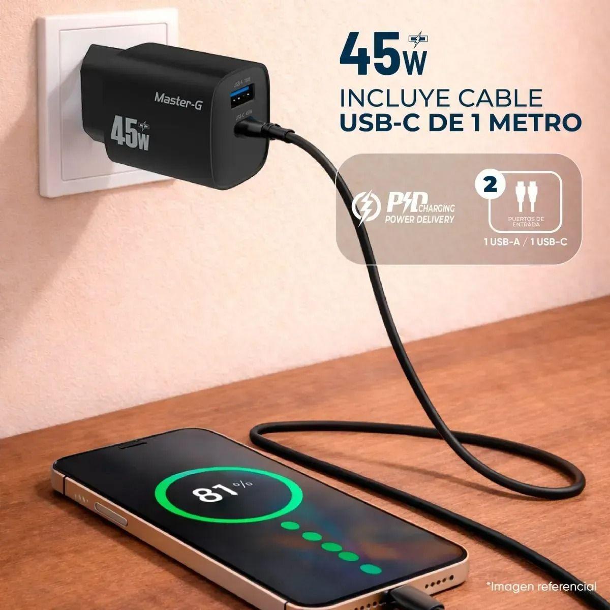 Cargador Port til Carga R pida 45w Cable Usb c Master g-5
