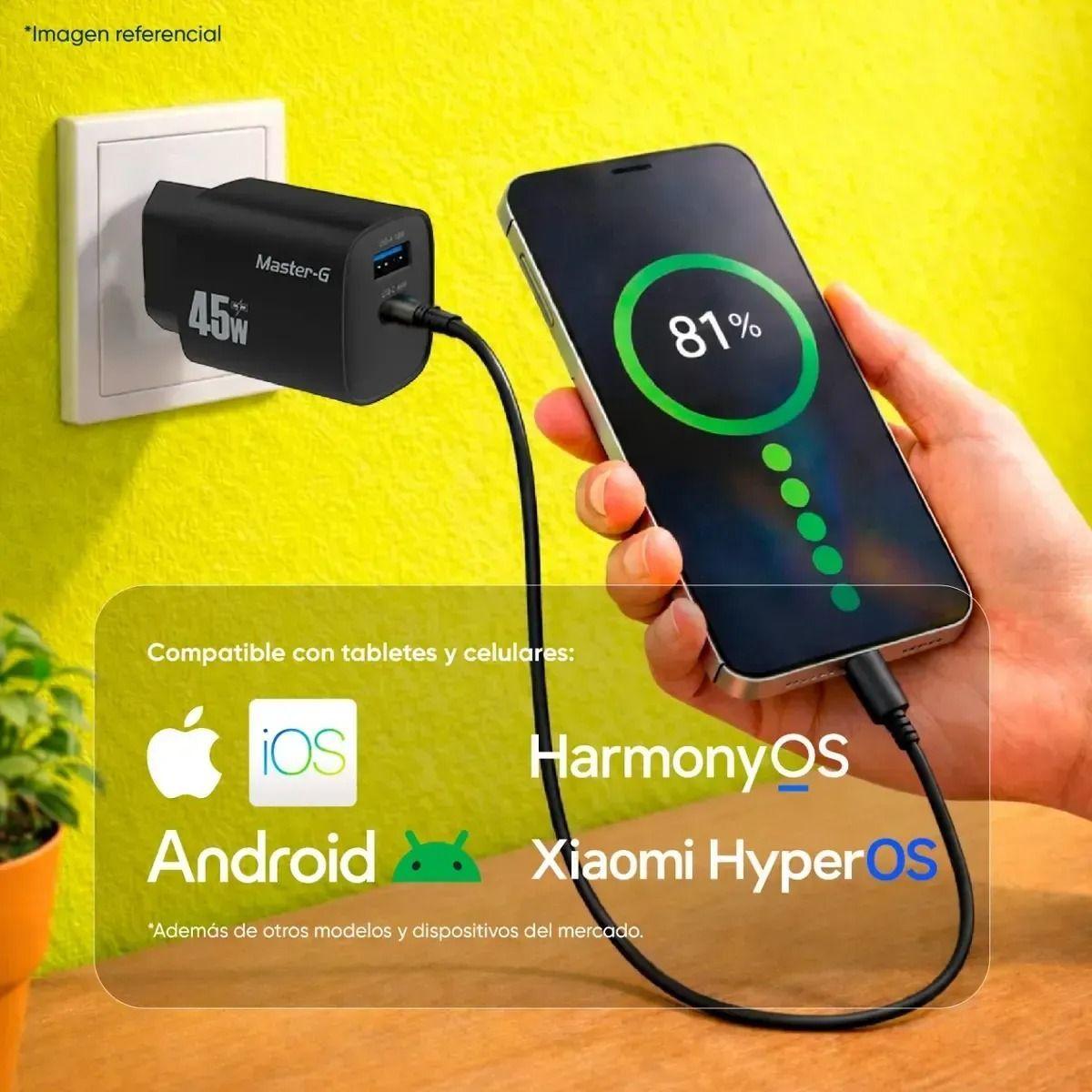 Cargador Port til Carga R pida 45w Cable Usb c Master g-6