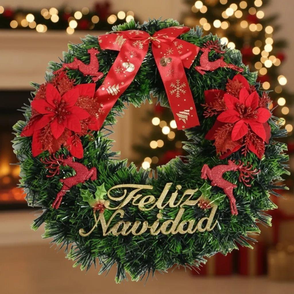 Corona Guirnalda Navide a Adorno Decorativo Navidad 40 Cm-5