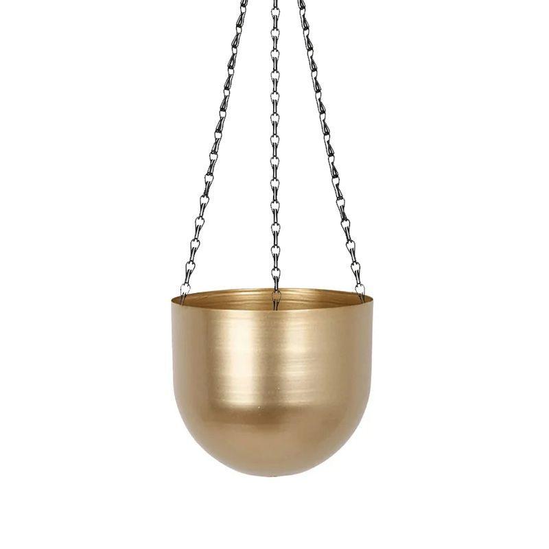 Porta Maceta Macetero Metal Colgante Dorado Diseño Nórdico-2