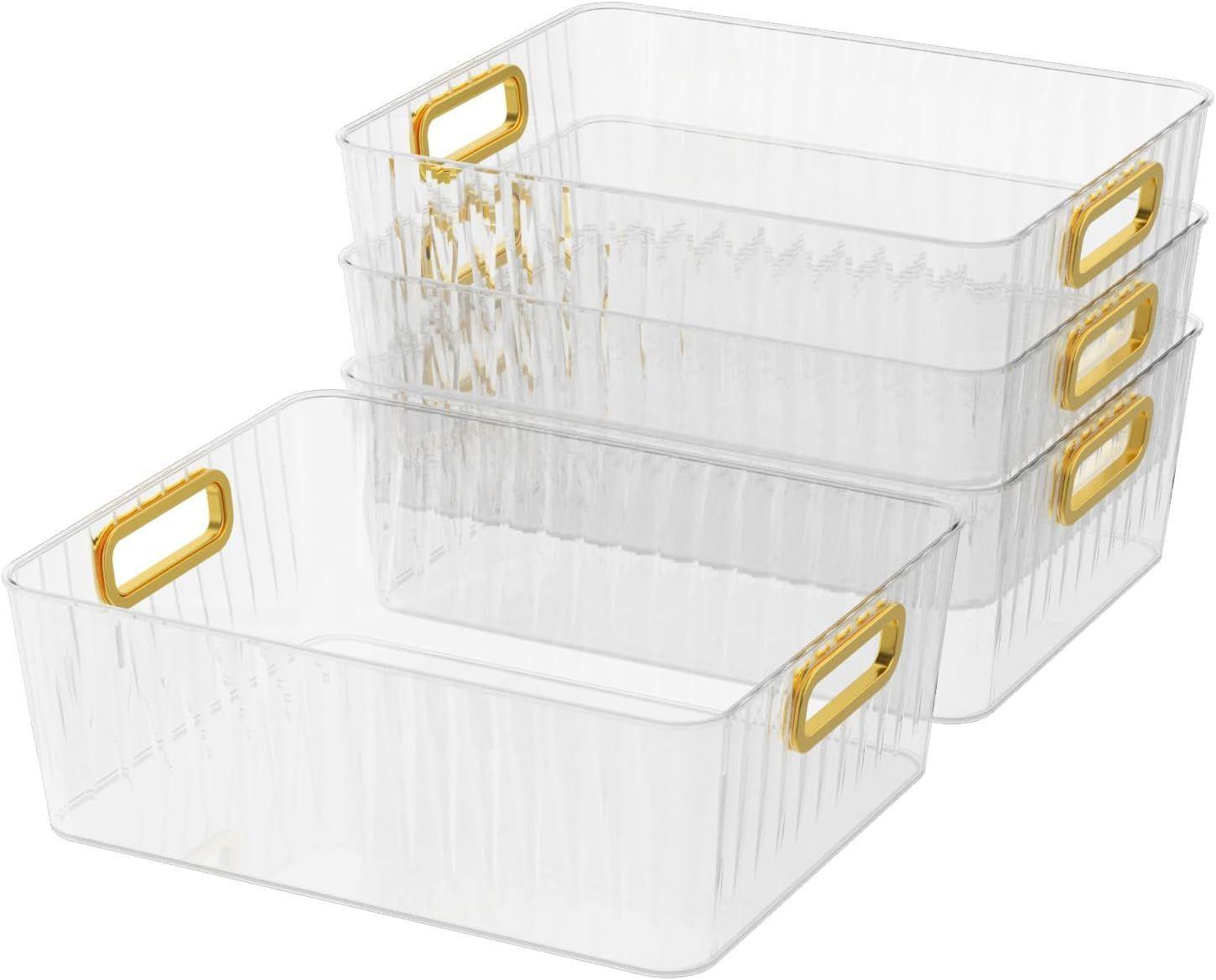 4x Cestas de Almacenaje Plástico Translúcido - 22x15 cm-0