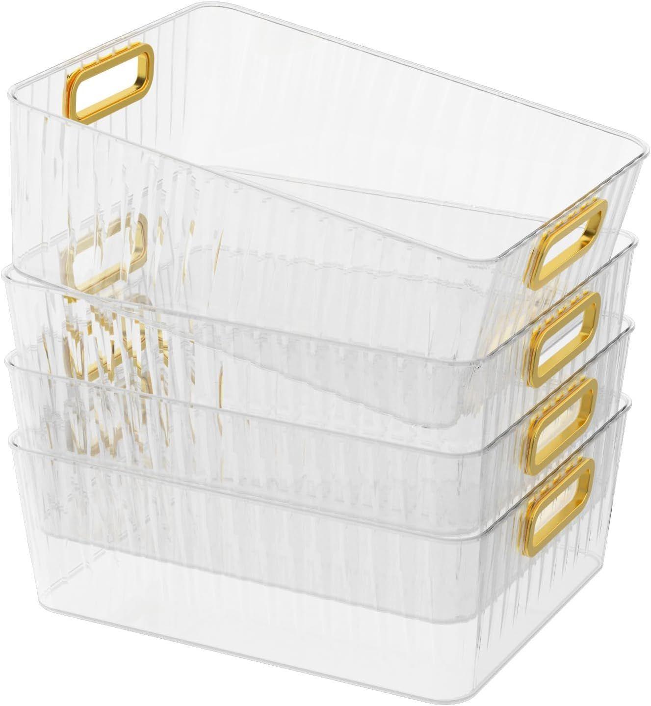 4x Cestas de Almacenaje Plástico Translúcido - 22x15 cm-1