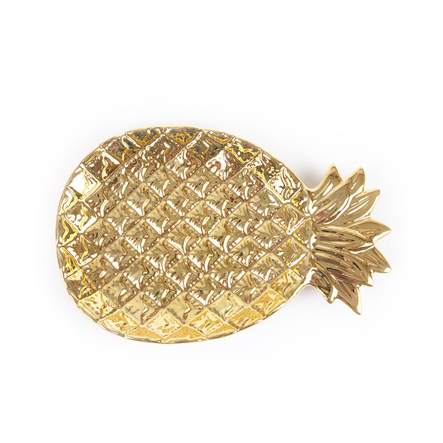 Plato Cerámica Piña • ORO GOLD-0