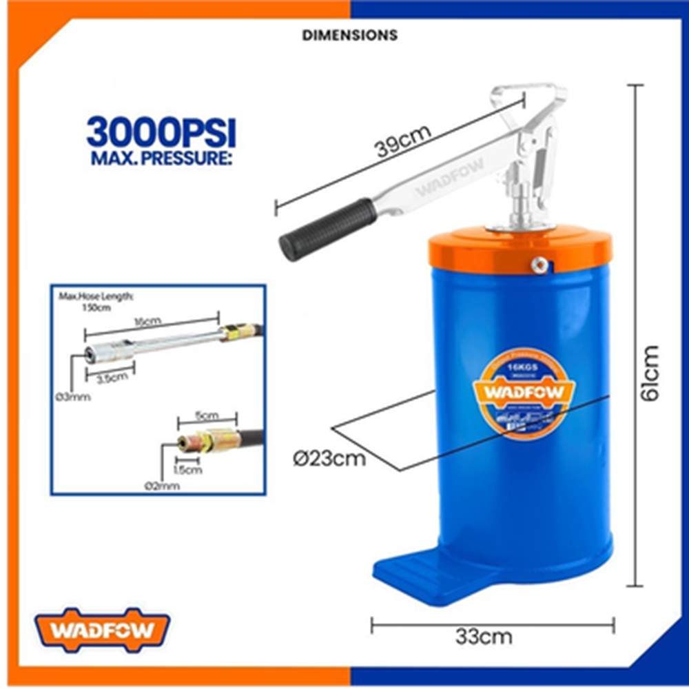 Lubricador De Grasa Manual 16 Kg Wadfow Engrasadora Manivela-3