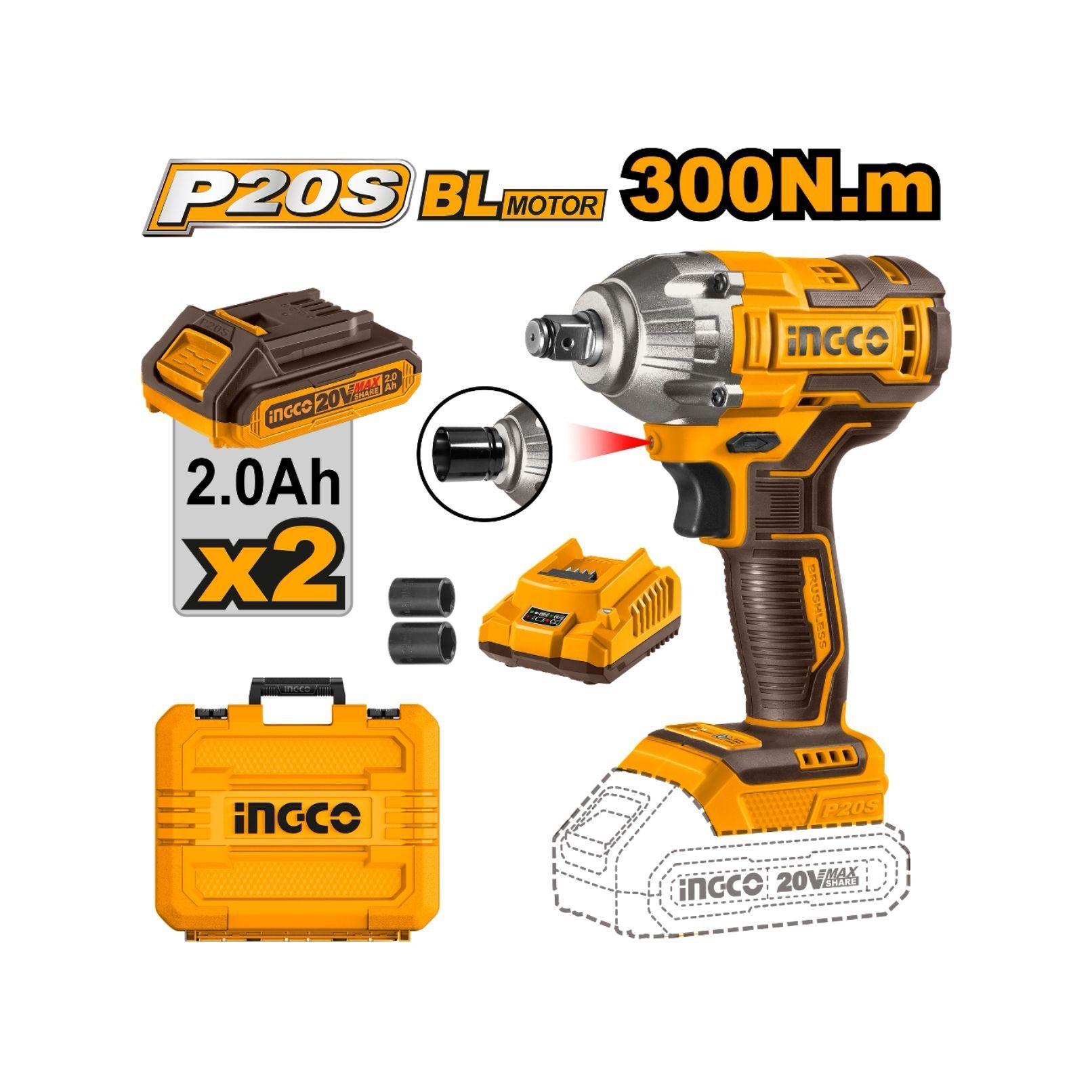 Llave Pistola De Impacto Ingco Bl 1/2 20v 300nm  Ciwli2038-7