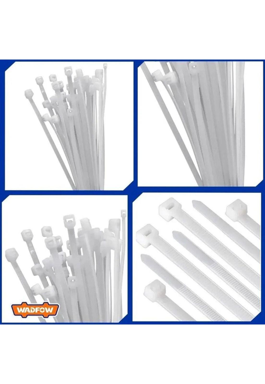 Set De 100 Amarras Plasticas Wadfow 7.2x400 Mm 45 Kg 4-105mm Blanco-3